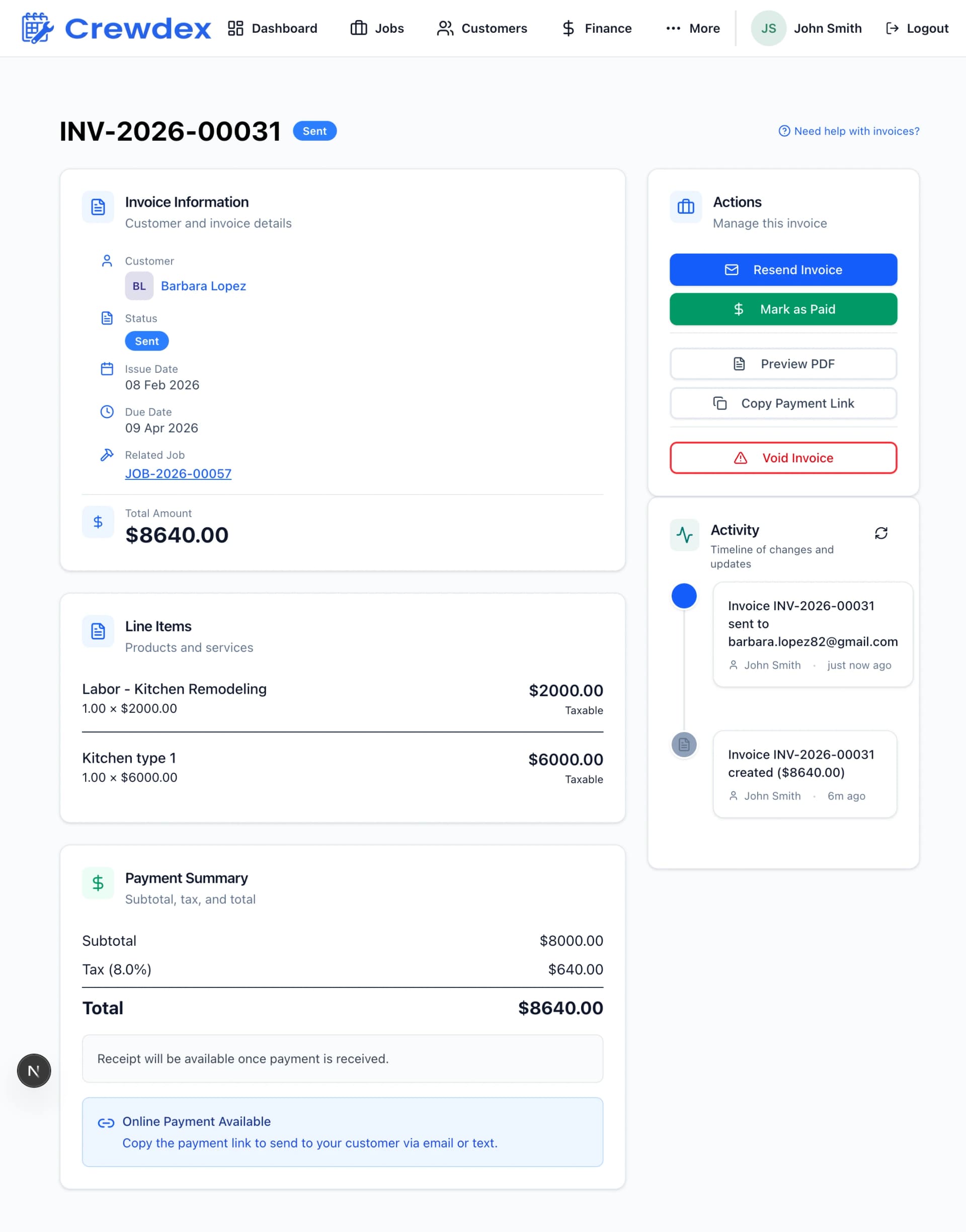 Invoicing & Payments - Crewdex CRM